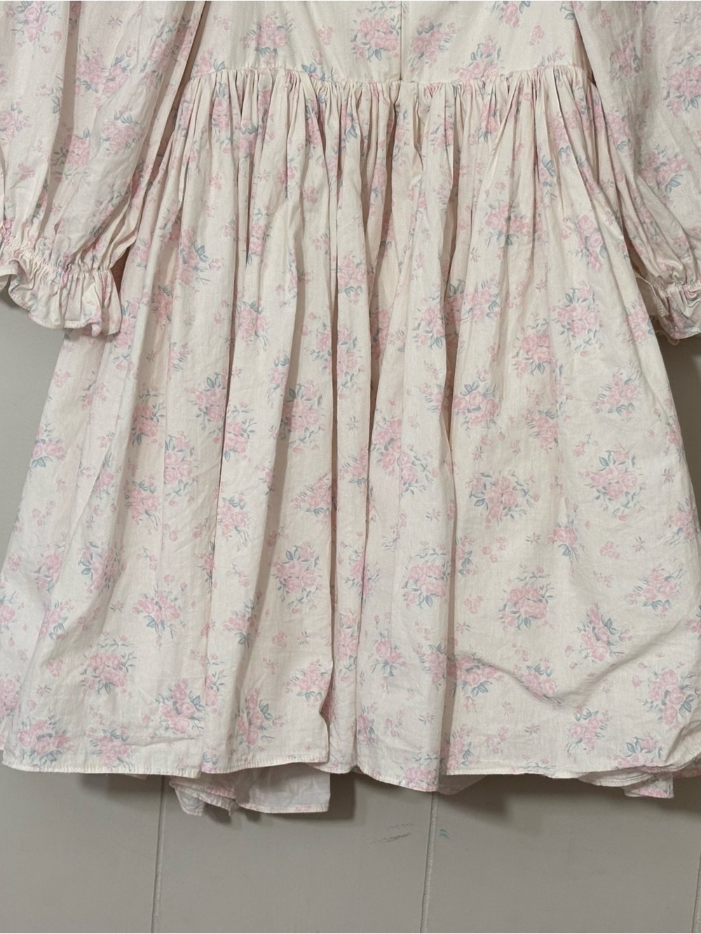 Mable Floral Puff Sleeve Square Neck Mini Dress White Pink Cottagecore S - Picture 8 of 11